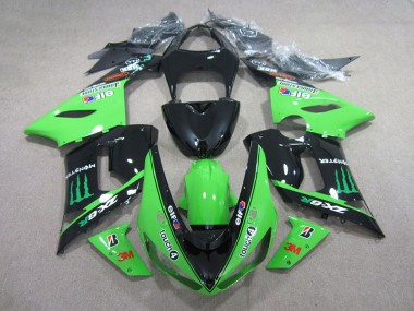 Carénage Moto Kawasaki ZX6R 05-06 - Noir Vert 3M Touch4 Monster