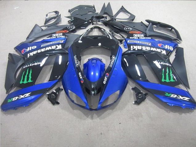 Carénage Moto Kawasaki ZX6R 07-08 - Noir Bleu Monster Carénage Moto Kawasaki ZX6R 07-08 - Noir Bleu Monster