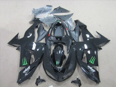 Carénage Moto Kawasaki ZX6R 07-08 - Noir Ninja Vert Monster