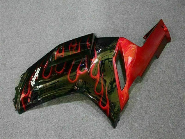 Carénage Moto Kawasaki ZX6R 07-08 - Noir Rouge Flamme Carénage Moto Kawasaki ZX6R 07-08 - Noir Rouge Flamme