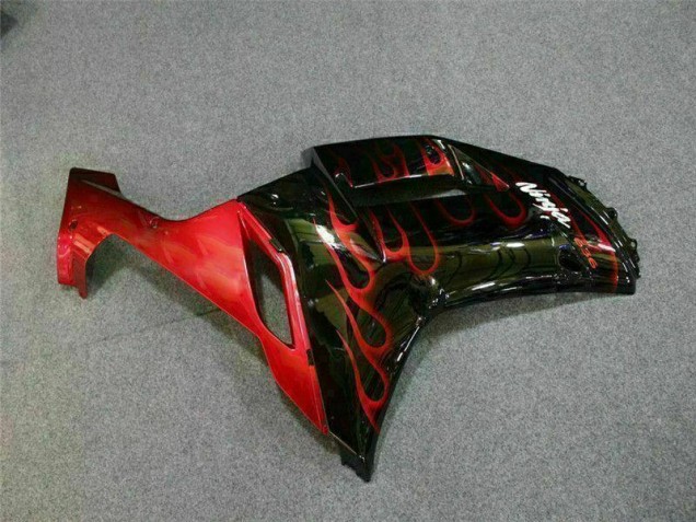 Carénage Moto Kawasaki ZX6R 07-08 - Noir Rouge Flamme Carénage Moto Kawasaki ZX6R 07-08 - Noir Rouge Flamme