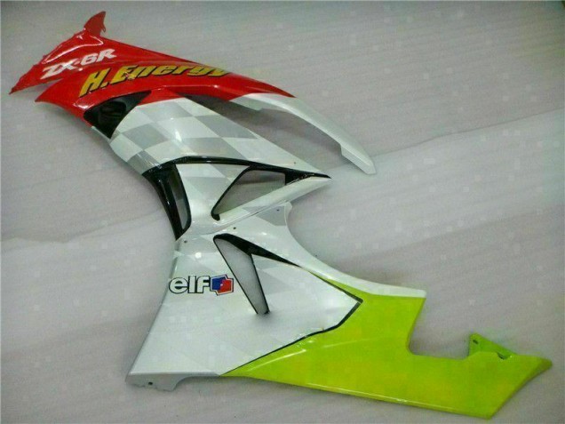 Carénage Moto Kawasaki ZX6R 09-12 - Blanc Rouge H. Énergie Carénage Moto Kawasaki ZX6R 09-12 - Blanc Rouge H. Énergie