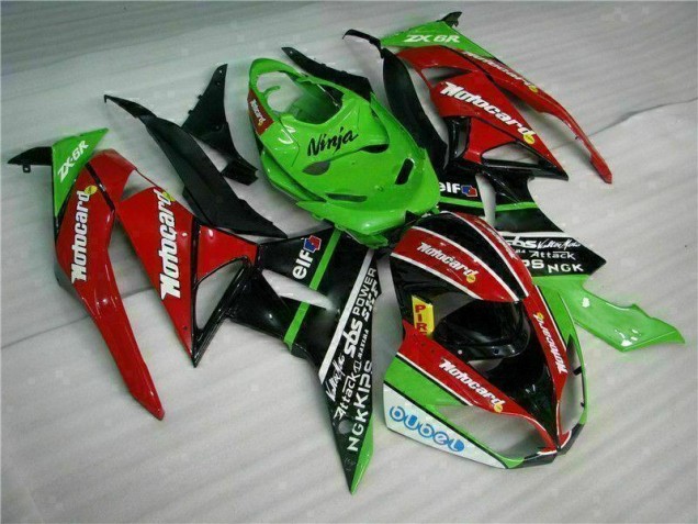 Carénage Moto Kawasaki ZX6R 09-12 - Noir Rouge Vert Motocard Carénage Moto Kawasaki ZX6R 09-12 - Noir Rouge Vert Motocard