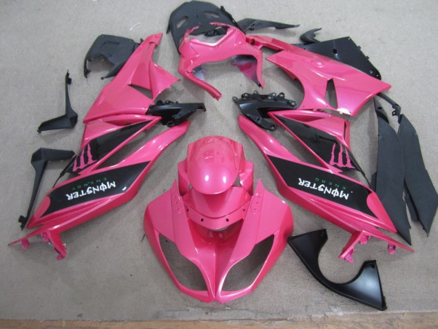 Carénage Moto Kawasaki ZX6R 09-12 - Rose Noir Monster Carénage Moto Kawasaki ZX6R 09-12 - Rose Noir Monster