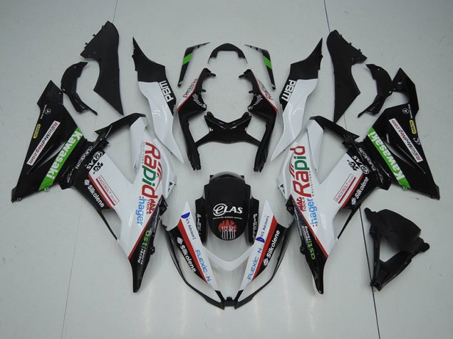 Carénage Moto Kawasaki ZX6R 13-18 - Noir Blanc Rapid Hager