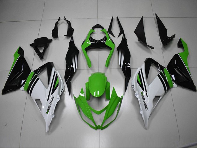 Carénage Moto Kawasaki ZX6R 13-18 - Noir Vert Blanc Carénage Moto Kawasaki ZX6R 13-18 - Noir Vert Blanc