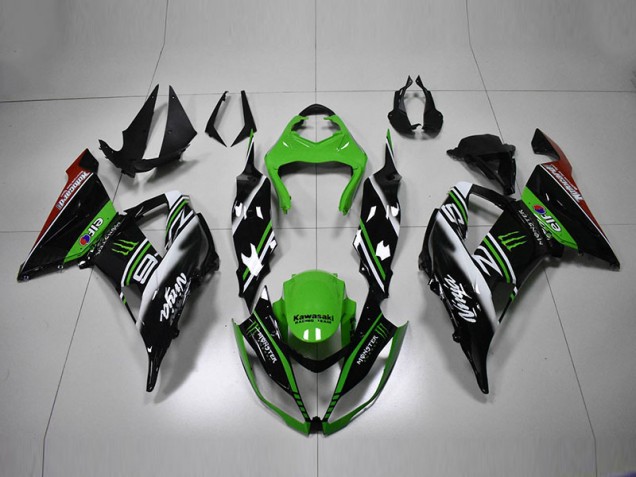 Carénage Moto Kawasaki ZX6R 13-18 - Vert Noir Blanc Carénage Moto Kawasaki ZX6R 13-18 - Vert Noir Blanc