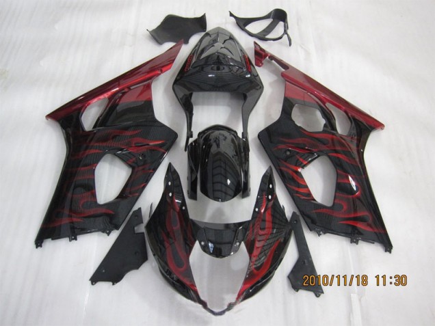 Carénage Moto Suzuki GSXR 1000 K3 03-04 - Noir Rouge Flamme Carénage Moto Suzuki GSXR 1000 K3 03-04 - Noir Rouge Flamme