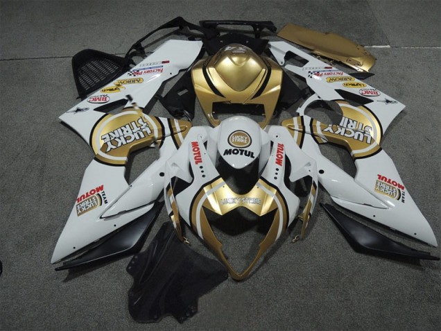 Carénage Moto Suzuki GSXR 1000 K5 05-06 - Blanc Or Lucky Strike Motul Carénage Moto Suzuki GSXR 1000 K5 05-06 - Blanc Or Lucky Strike Motul