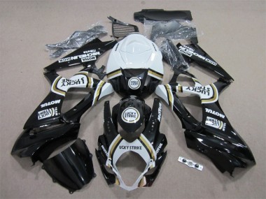 Carénage Moto Suzuki GSXR 1000 K7 07-08 - Noir Lucky Strike Blanc Motul
