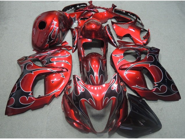 Carénage Moto Suzuki GSXR 1300 Hayabusa 08-19 - Rouge Noir Flamme Carénage Moto Suzuki GSXR 1300 Hayabusa 08-19 - Rouge Noir Flamme