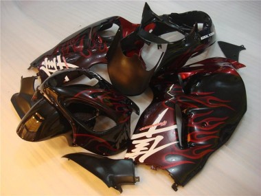 Carénage Moto Suzuki GSXR 1300 Hayabusa 96-07 - Noir Rouge Flamme