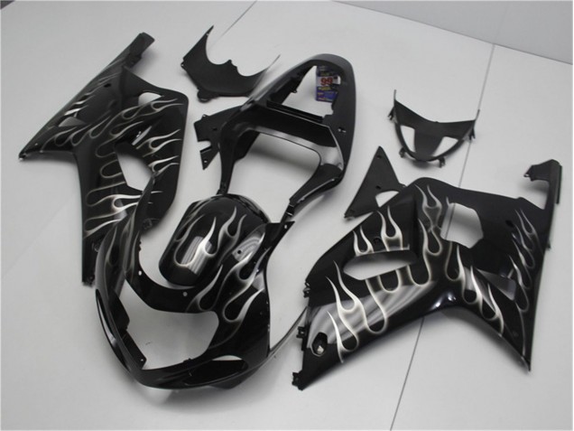 Carénage Moto Suzuki GSXR 600 / 750 K1 K2 K3 01-03 - Noir Blanc Flamme Carénage Moto Suzuki GSXR 600 / 750 K1 K2 K3 01-03 - Noir Blanc Flamme