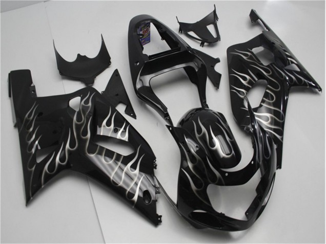Carénage Moto Suzuki GSXR 600 / 750 K1 K2 K3 01-03 - Noir Blanc Flamme Carénage Moto Suzuki GSXR 600 / 750 K1 K2 K3 01-03 - Noir Blanc Flamme