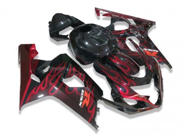 Carénage Moto Suzuki GSXR 600 / 750 K4 04-05 - Noir Rouge Flamme
