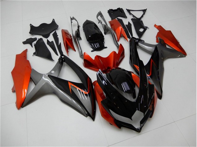 Carénage Moto Suzuki GSXR 600 / 750 K8 08-10 - Noir Orange Gris Carénage Moto Suzuki GSXR 600 / 750 K8 08-10 - Noir Orange Gris