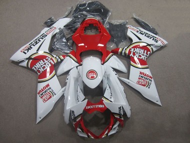 Carénage Moto Suzuki GSXR 600 K11 11-24 - Blanc Lucky Strike Rouge Motul