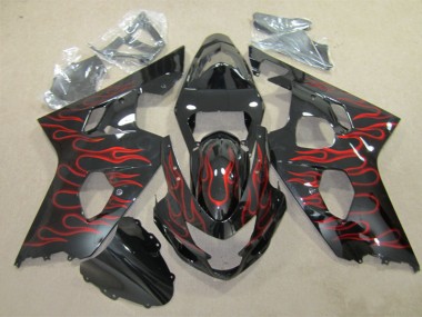Carénage Moto Suzuki GSXR 600 K4 04-05 - Noir Rouge Flamme