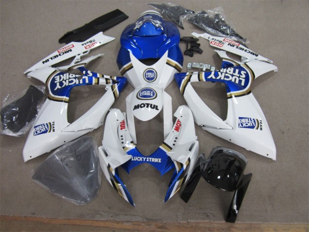 Carénage Moto Suzuki GSXR 600 K6 06-07 - Blanc Bleu Lucky Strike Motul Carénage Moto Suzuki GSXR 600 K6 06-07 - Blanc Bleu Lucky Strike Motul