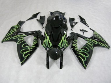 Carénage Moto Suzuki GSXR 600 K6 06-07 - Noir Vert Flamme