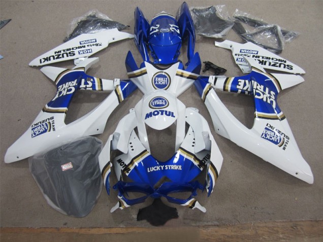Carénage Moto Suzuki GSXR 600 K8 08-10 - Blanc Lucky Strike Bleu Motul Carénage Moto Suzuki GSXR 600 K8 08-10 - Blanc Lucky Strike Bleu Motul