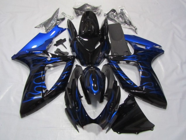 Carénage Moto Suzuki GSXR 750 K6 06-07 - Noir Bleu Flamme