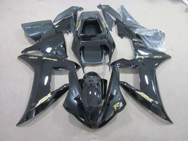 Carénage Moto Yamaha R1 02-03 - Noir Or Décalque