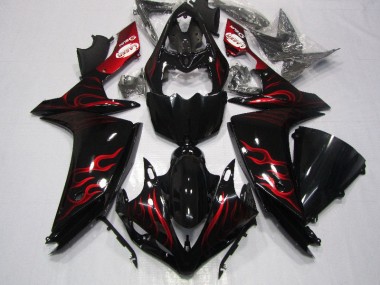 Carénage Moto Yamaha R1 07-08 - Noir Rouge Flamme