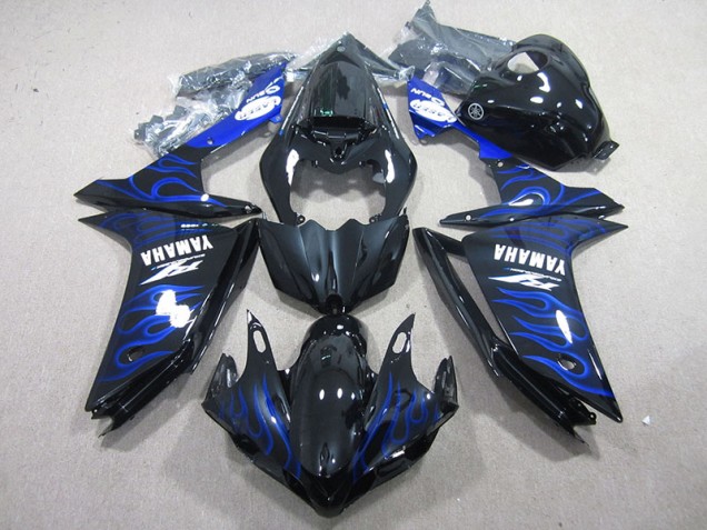Carénage Moto Yamaha R1 07-08 - Noir avec Bleu Flamme Carénage Moto Yamaha R1 07-08 - Noir avec Bleu Flamme