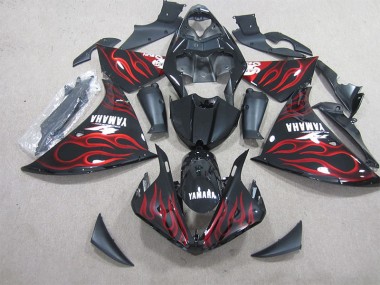 Carénage Moto Yamaha R1 09-11 - Noir Rouge Flamme Blanc Décalque