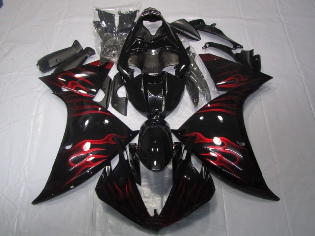 Carénage Moto Yamaha R1 09-11 - Noir Rouge Flamme