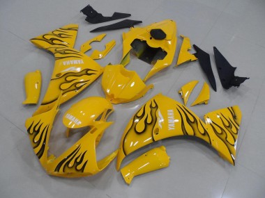 Carénage Moto Yamaha R1 12-14 - Jaune Noir Flamme