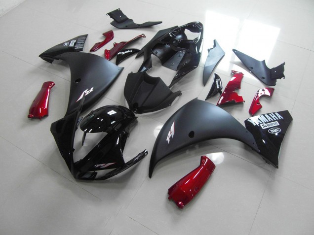 Carénage Moto Yamaha R1 12-14 - Noir Mat Rouge Carénage Moto Yamaha R1 12-14 - Noir Mat Rouge