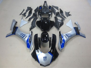 Carénage Moto Yamaha R1 15-19 - Argent Noir Bleu Monster