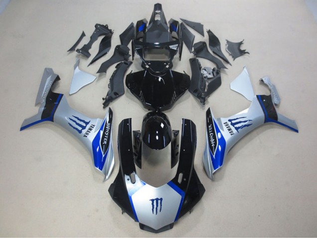 Carénage Moto Yamaha R1 15-19 - Argent Noir Bleu Monster Carénage Moto Yamaha R1 15-19 - Argent Noir Bleu Monster