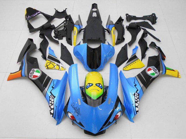Carénage Moto Yamaha R1 15-19 - Bleu Jaune Requin