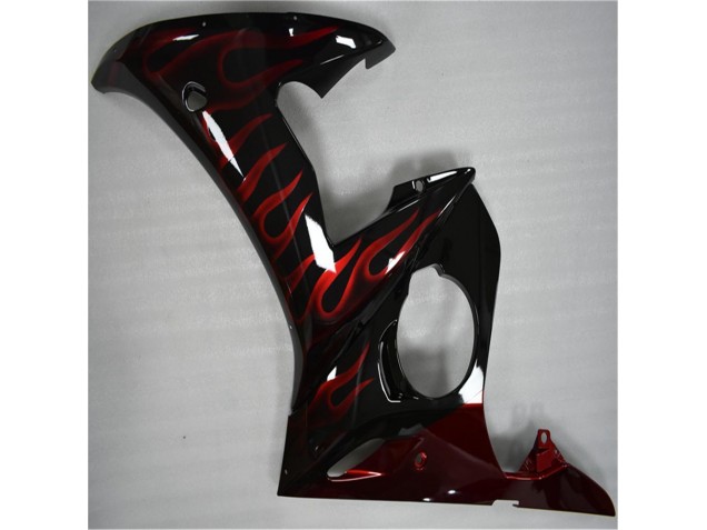 Carénage Moto Yamaha R6 03-05 - Noir Rouge Flamme Carénage Moto Yamaha R6 03-05 - Noir Rouge Flamme