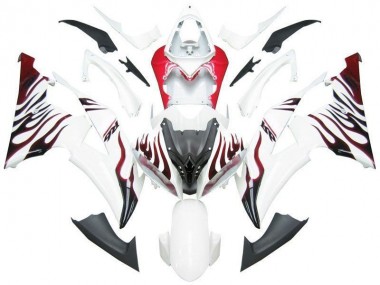 Carénage Moto Yamaha R6 08-16 - Blanc Rouge Flamme R6