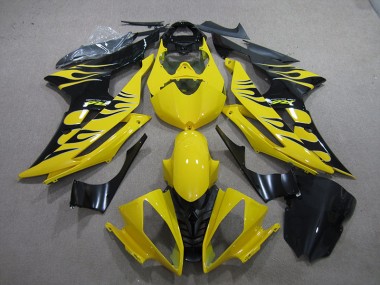 Carénage Moto Yamaha R6 08-16 - Jaune Noir Flamme