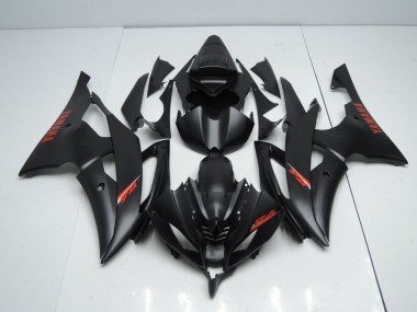 Carénage Moto Yamaha R6 08-16 - Noir Mat Rouge Décalque