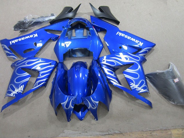 Carénages Moto Kawasaki ZX10R 03-05 - Bleu Blanc Flamme Carénages Moto Kawasaki ZX10R 03-05 - Bleu Blanc Flamme