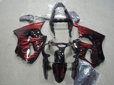 Carénages Moto Kawasaki ZX6R 00-02 - Noir Rouge Flamme