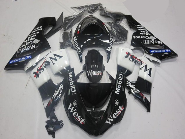 Carénages Moto Kawasaki ZX6R 05-06 - Blanc Noir Carénages Moto Kawasaki ZX6R 05-06 - Blanc Noir