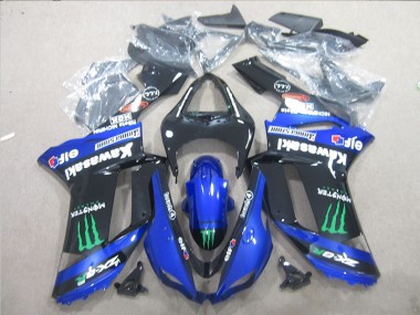 Carénages Moto Kawasaki ZX6R 07-08 - Noir Bleu Vert Monster