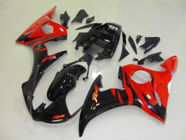 Carénages Moto Yamaha R6 03-05 - Noir Rouge Flamme
