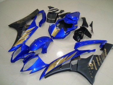 Carénages Moto Yamaha R6 06-07 - Noir Bleu avec Or Décalque