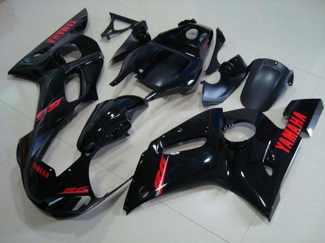 Carénages Moto Yamaha R6 98-02 - Noir Brillant Rouge Décalque