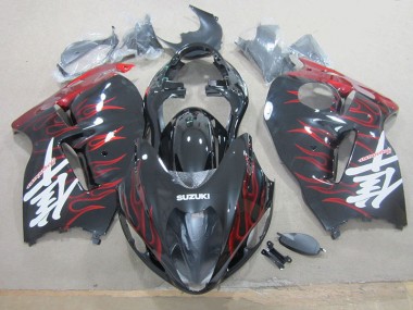 Carrosserie Moto Suzuki GSXR 1300 Hayabusa 96-07 - Noir Rouge Flamme
