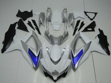 Carénages Moto Suzuki GSXR 600/750 2008-2010 - Argent Blanc Bleu Noir