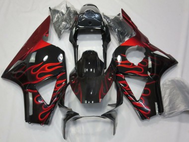 Carénages Moto Honda CBR954RR 2002-2003 - Noir Brillant Rouge Flamme